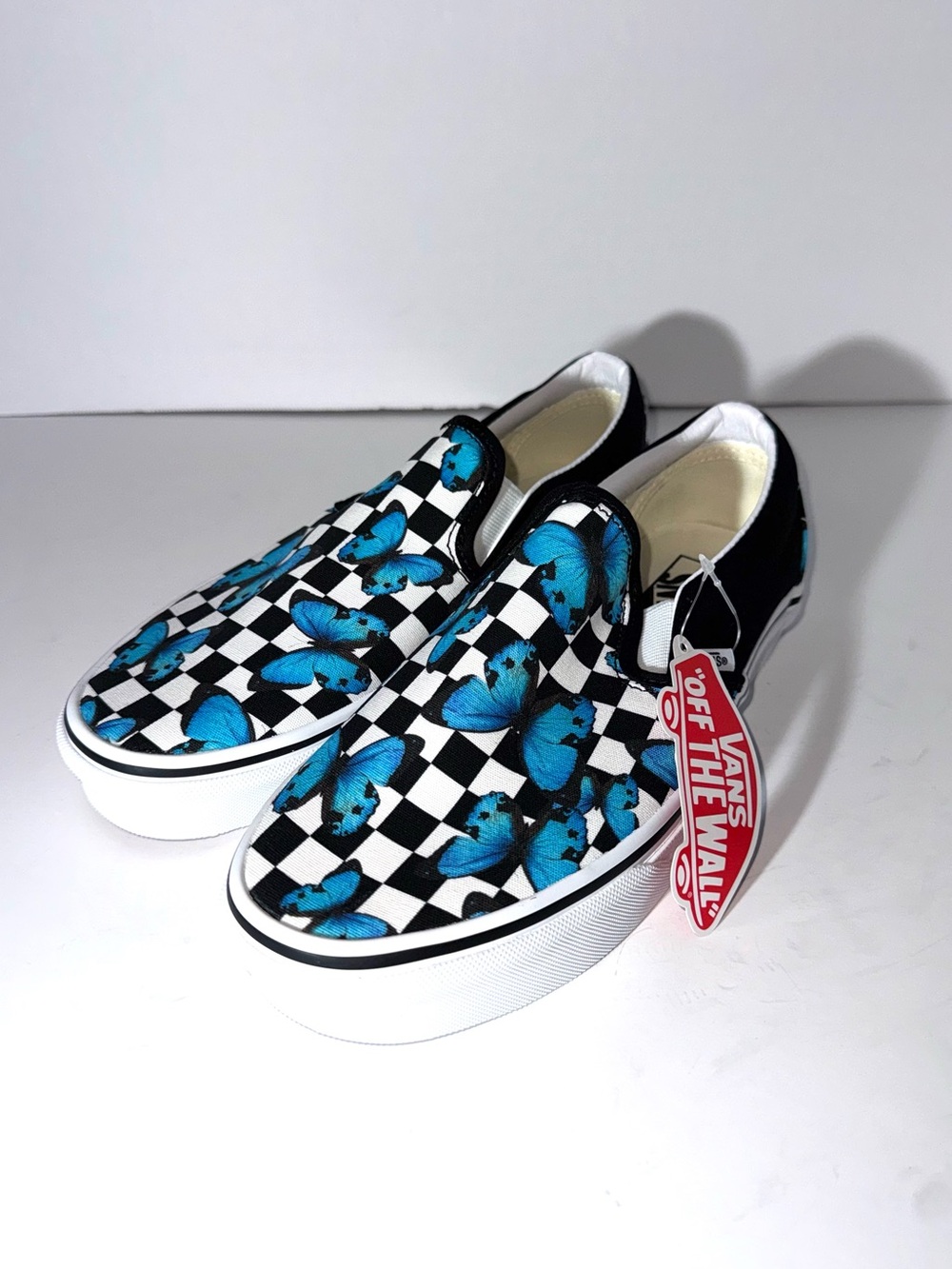 Vans Classic Slip On Butterfly Checkerboard Sneakers